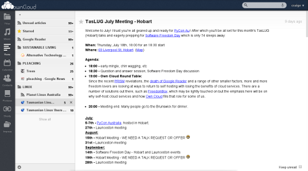 ownCloud News screenshot